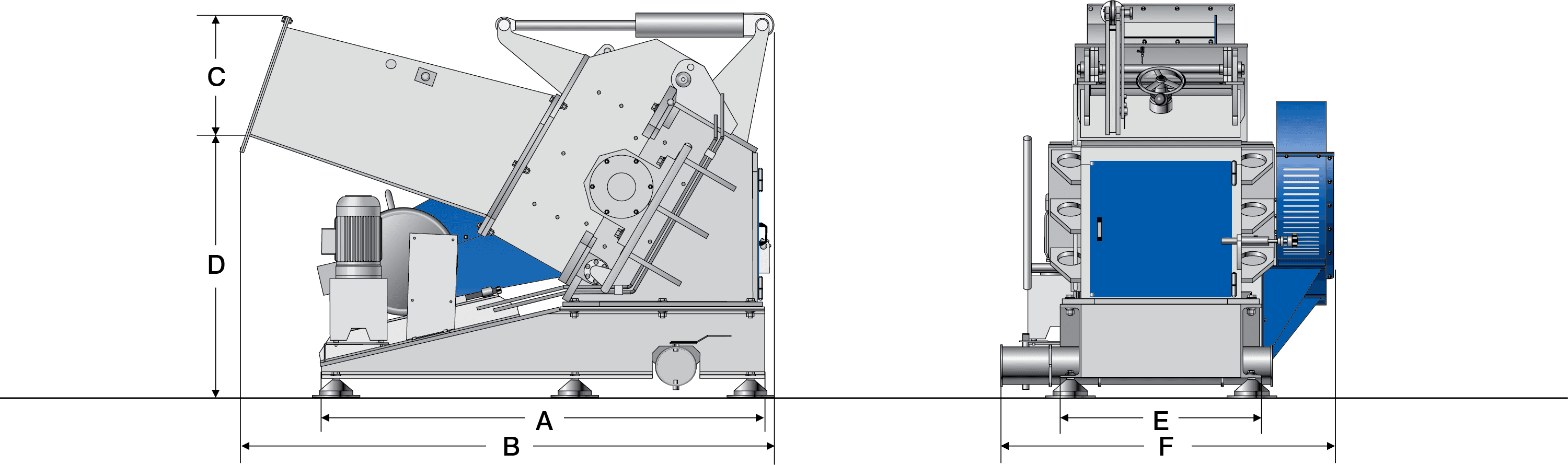 ZERMA Equipment P Series Granulator Dimensions